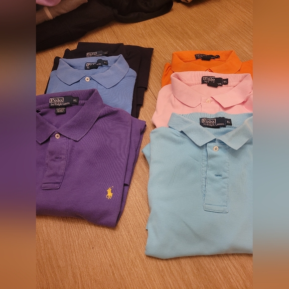 6 mens Ralph Lauren polo shirts XL.